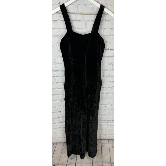 MADEWELL Women’s Black Crushed Velvet Pull-On Wide-Leg Jumpsuit Size 00 Holiday - Picture 2 of 9